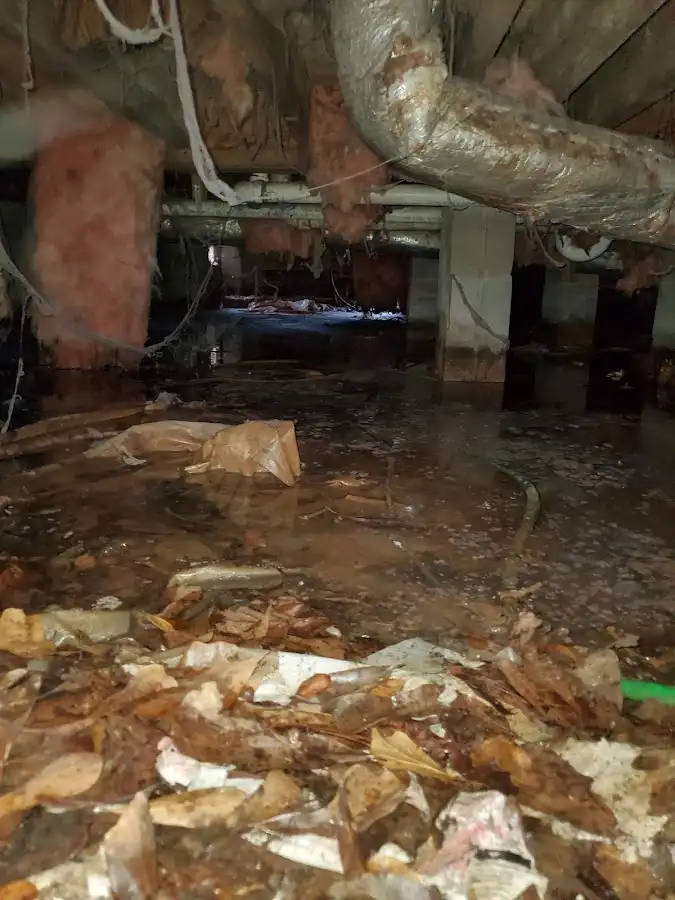 Crawl space flood assessment for Commercial Water Damage Restoration in Palisades Park